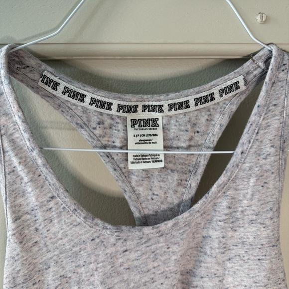 PINK Victoria's Secret Gray Racerback Crop Tank Top Heathered Grey - Picture 2 of 6